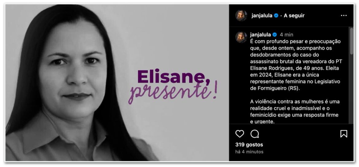 vereadora-do-pt-assassinada-no-rs-fazia-parte-de-uma-faccao-criminosa,-diz-policia;-morte-dela-despertou-solidariedade-de-janja